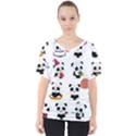 Playing-pandas-cartoons V-Neck Dolman Drape Top View1