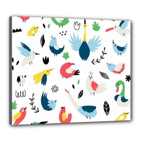 Vector-set-isolates-with-cute-birds-scandinavian-style Canvas 24  X 20  (stretched)