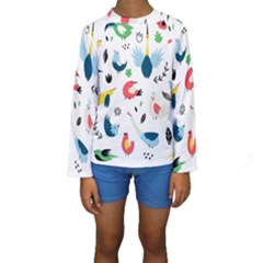 Vector-set-isolates-with-cute-birds-scandinavian-style Kids  Long Sleeve Swimwear