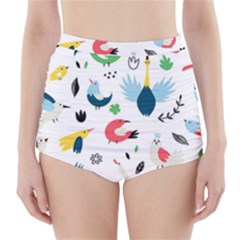 Vector-set-isolates-with-cute-birds-scandinavian-style High-waisted Bikini Bottoms