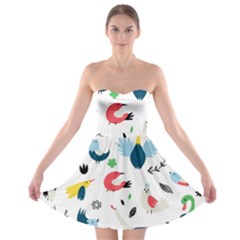 Vector-set-isolates-with-cute-birds-scandinavian-style Strapless Bra Top Dress