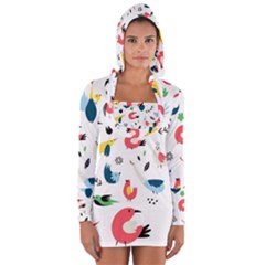 Vector-set-isolates-with-cute-birds-scandinavian-style Long Sleeve Hooded T-shirt