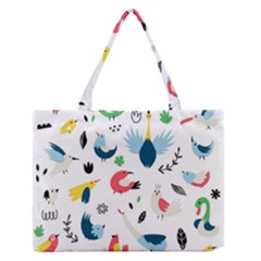 Vector-set-isolates-with-cute-birds-scandinavian-style Zipper Medium Tote Bag