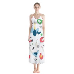 Vector-set-isolates-with-cute-birds-scandinavian-style Button Up Chiffon Maxi Dress