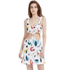 Vector-set-isolates-with-cute-birds-scandinavian-style Velvet Cutout Dress