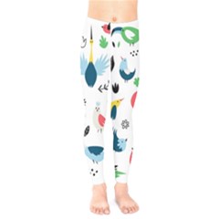 Vector-set-isolates-with-cute-birds-scandinavian-style Kids  Leggings