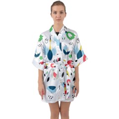 Vector-set-isolates-with-cute-birds-scandinavian-style Half Sleeve Satin Kimono 