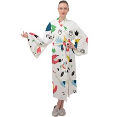 Vector-set-isolates-with-cute-birds-scandinavian-style Maxi Velour Kimono