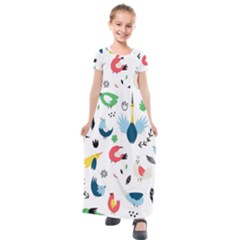 Vector-set-isolates-with-cute-birds-scandinavian-style Kids  Short Sleeve Maxi Dress by Jancukart