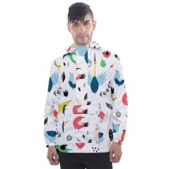 Vector-set-isolates-with-cute-birds-scandinavian-style Men s Front Pocket Pullover Windbreaker