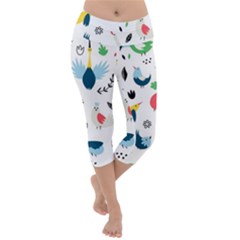 Vector-set-isolates-with-cute-birds-scandinavian-style Lightweight Velour Capri Yoga Leggings