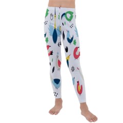 Vector-set-isolates-with-cute-birds-scandinavian-style Kids  Lightweight Velour Leggings