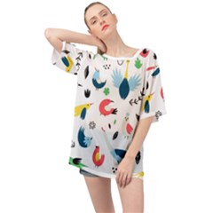 Vector-set-isolates-with-cute-birds-scandinavian-style Oversized Chiffon Top