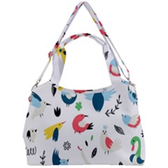 Vector-set-isolates-with-cute-birds-scandinavian-style Double Compartment Shoulder Bag