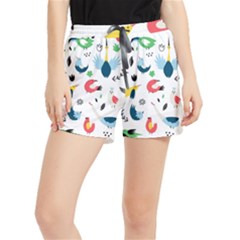 Vector-set-isolates-with-cute-birds-scandinavian-style Women s Runner Shorts