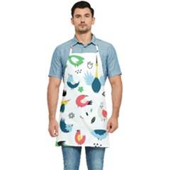 Vector-set-isolates-with-cute-birds-scandinavian-style Kitchen Apron by Jancukart