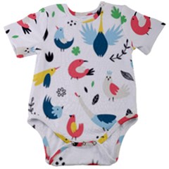 Vector-set-isolates-with-cute-birds-scandinavian-style Baby Short Sleeve Onesie Bodysuit by Jancukart