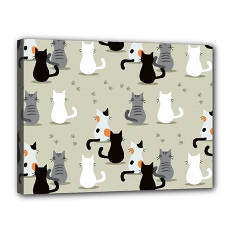 Cute-cat-seamless-pattern Canvas 16  X 12  (stretched)