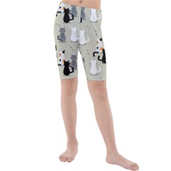 Cute-cat-seamless-pattern Kids  Mid Length Swim Shorts by Jancukart