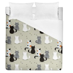 Cute-cat-seamless-pattern Duvet Cover (queen Size)