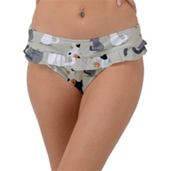 Cute-cat-seamless-pattern Frill Bikini Bottom