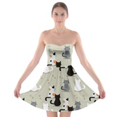 Cute-cat-seamless-pattern Strapless Bra Top Dress