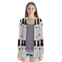 Cute-cat-seamless-pattern Drape Collar Cardigan