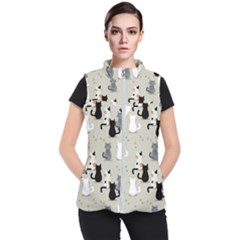 Cute-cat-seamless-pattern Women s Puffer Vest