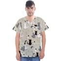 Cute-cat-seamless-pattern Men s V-Neck Scrub Top View1