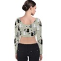 Cute-cat-seamless-pattern Velvet Long Sleeve Crop Top View2