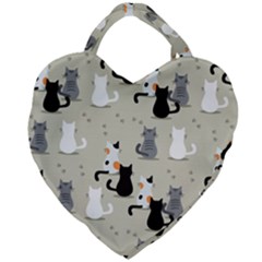 Cute-cat-seamless-pattern Giant Heart Shaped Tote