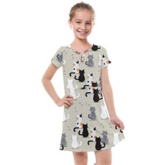 Cute-cat-seamless-pattern Kids  Cross Web Dress