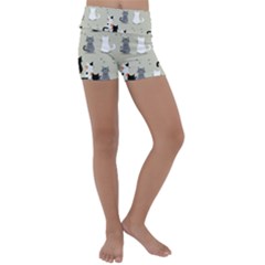 Cute-cat-seamless-pattern Kids  Lightweight Velour Yoga Shorts