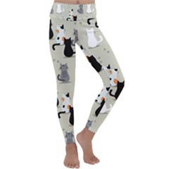 Cute-cat-seamless-pattern Kids  Lightweight Velour Classic Yoga Leggings by Jancukart