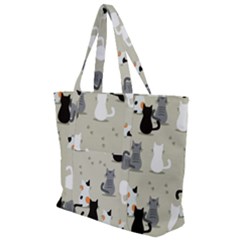 Cute-cat-seamless-pattern Zip Up Canvas Bag