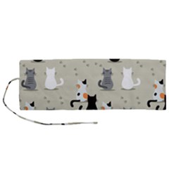 Cute-cat-seamless-pattern Roll Up Canvas Pencil Holder (m)