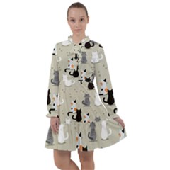 Cute-cat-seamless-pattern All Frills Chiffon Dress