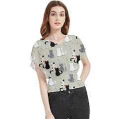 Cute-cat-seamless-pattern Butterfly Chiffon Blouse