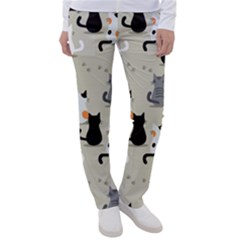 Cute-cat-seamless-pattern Women s Casual Pants