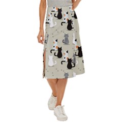 Cute-cat-seamless-pattern Midi Panel Skirt