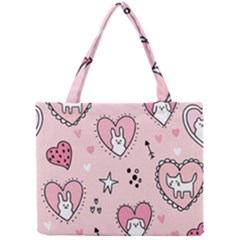 Cartoon-cute-valentines-day-doodle-heart-love-flower-seamless-pattern-vector Mini Tote Bag