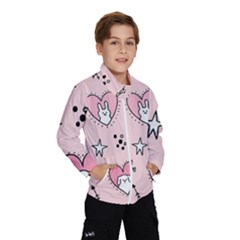 Cartoon-cute-valentines-day-doodle-heart-love-flower-seamless-pattern-vector Kids  Windbreaker by Jancukart