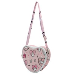 Cartoon-cute-valentines-day-doodle-heart-love-flower-seamless-pattern-vector Heart Shoulder Bag