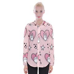 Cartoon-cute-valentines-day-doodle-heart-love-flower-seamless-pattern-vector Womens Long Sleeve Shirt