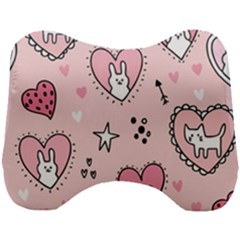 Cartoon-cute-valentines-day-doodle-heart-love-flower-seamless-pattern-vector Head Support Cushion