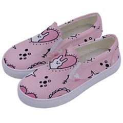 Cartoon-cute-valentines-day-doodle-heart-love-flower-seamless-pattern-vector Kids  Canvas Slip Ons