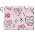 Cartoon-cute-valentines-day-doodle-heart-love-flower-seamless-pattern-vector Canvas Cosmetic Bag (XXL) View1