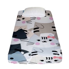 Cute-cat-couple-seamless-pattern-cartoon Fitted Sheet (single Size)