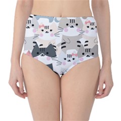 Cute-cat-couple-seamless-pattern-cartoon Classic High-waist Bikini Bottoms