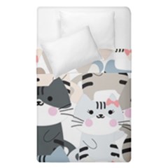 Cute-cat-couple-seamless-pattern-cartoon Duvet Cover Double Side (single Size)